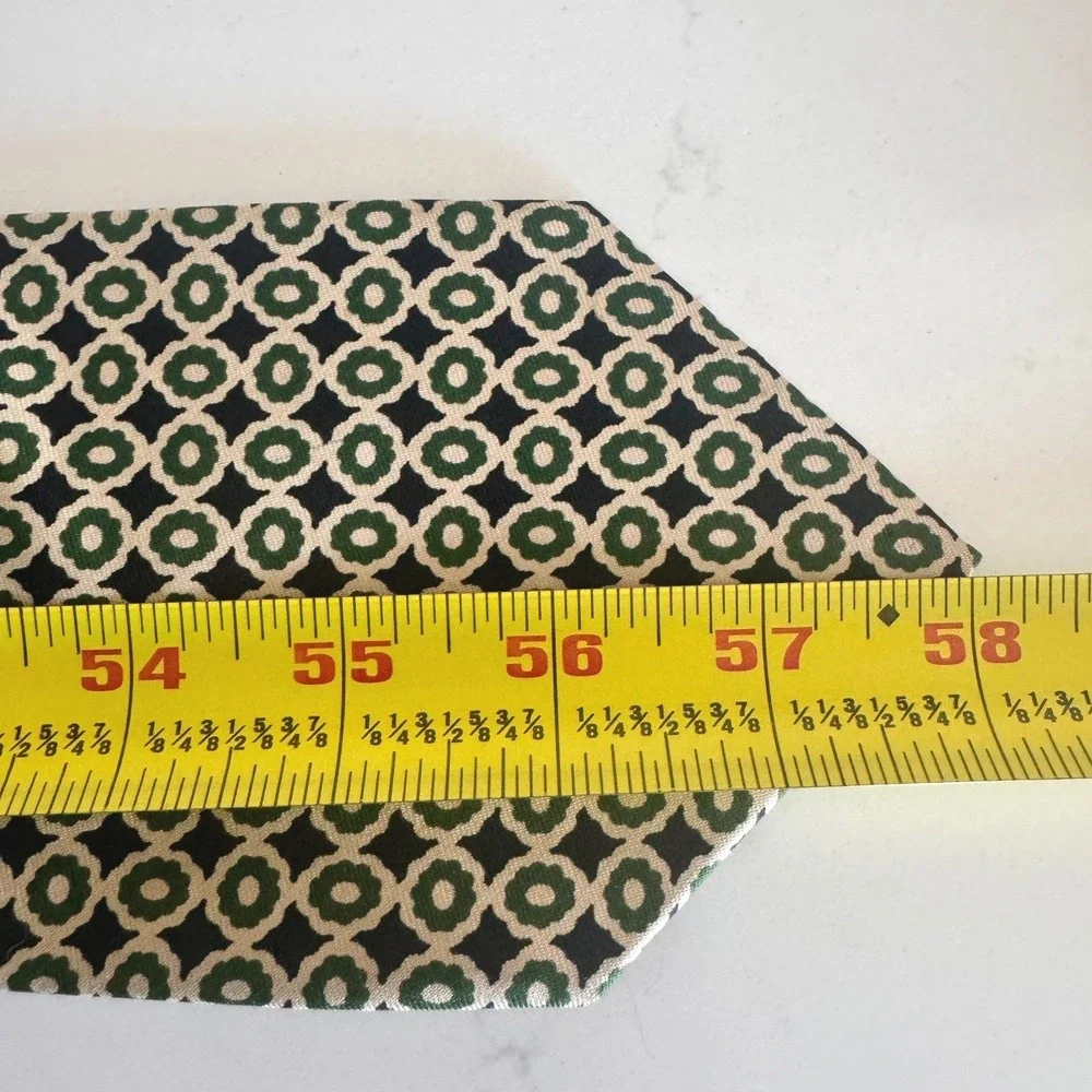 J.Crew Necktie Mens OS Green Navy‎ Geometric Medallion 100% Silk Hand Made USA